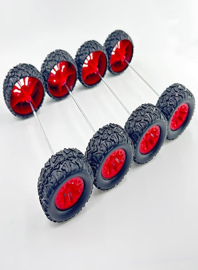 URIMPAVIDO 10PCS Toy Car Wheels Toy Car Rubber Tire Wheels with 5PCS Shaft Round Rod Axles for RC Car Truck Robot DIY Model Toy Parts (2x20x44mm) - Image 4